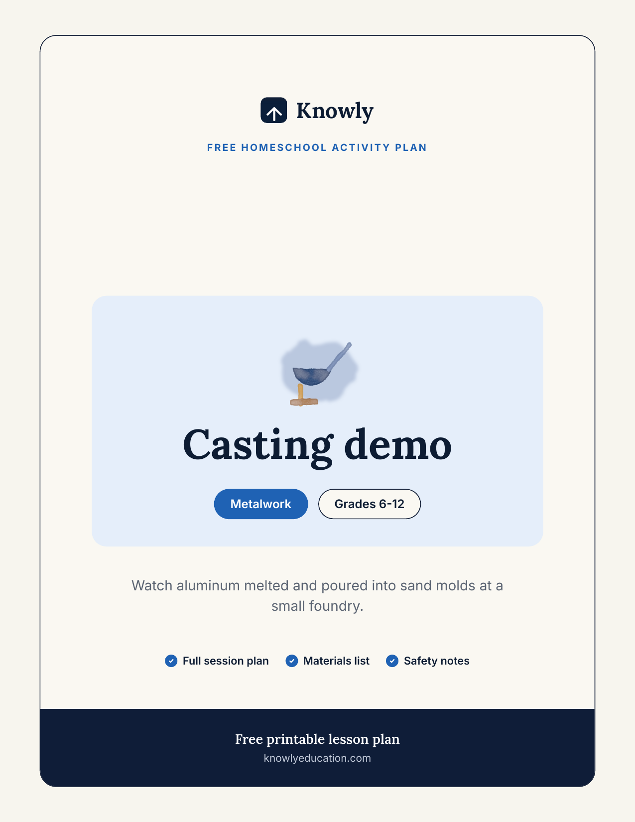 Casting demo — free homeschool activity from Knowly, Grades 6–12