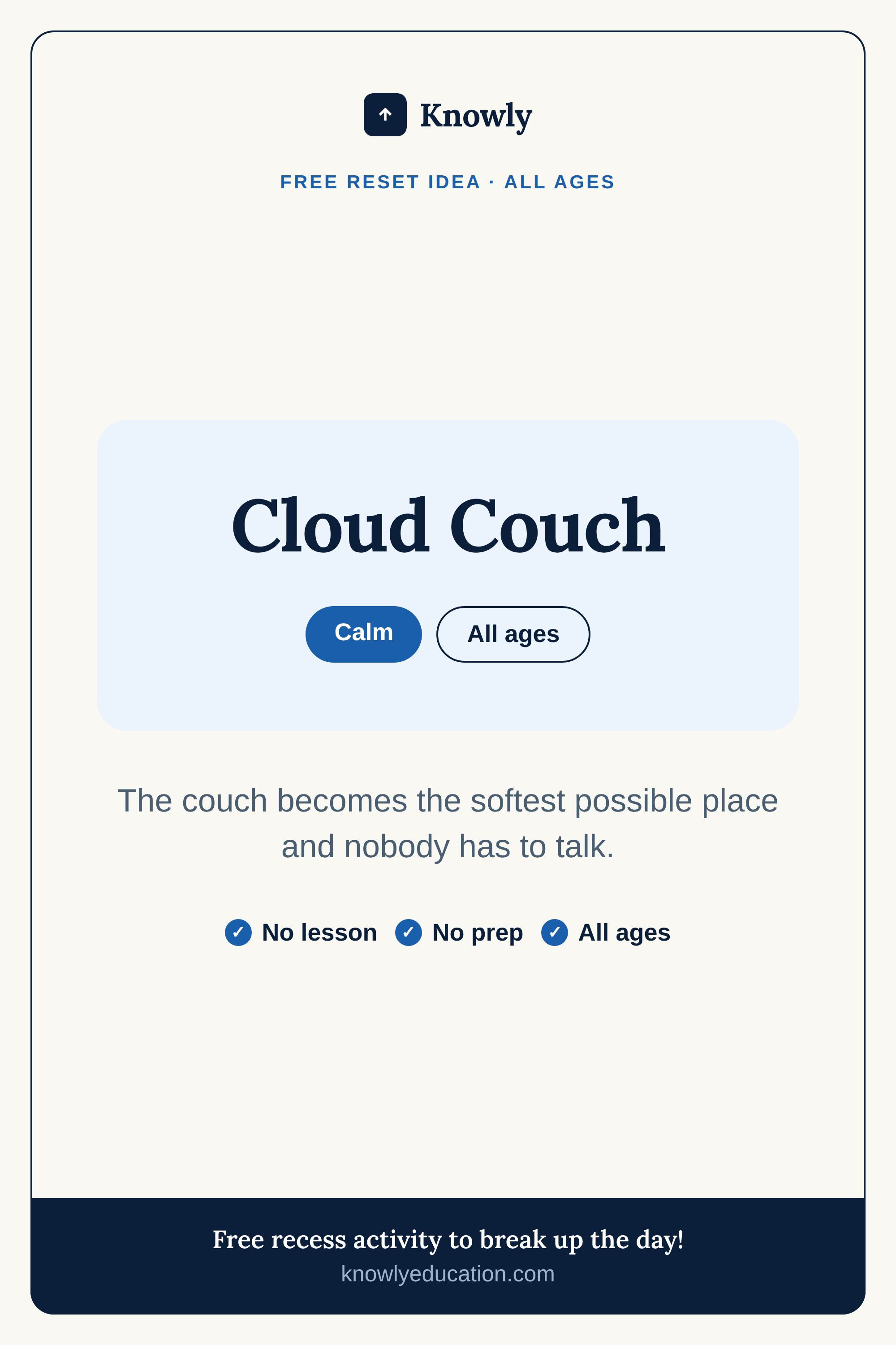 Cloud Couch — free recess activity from Knowly