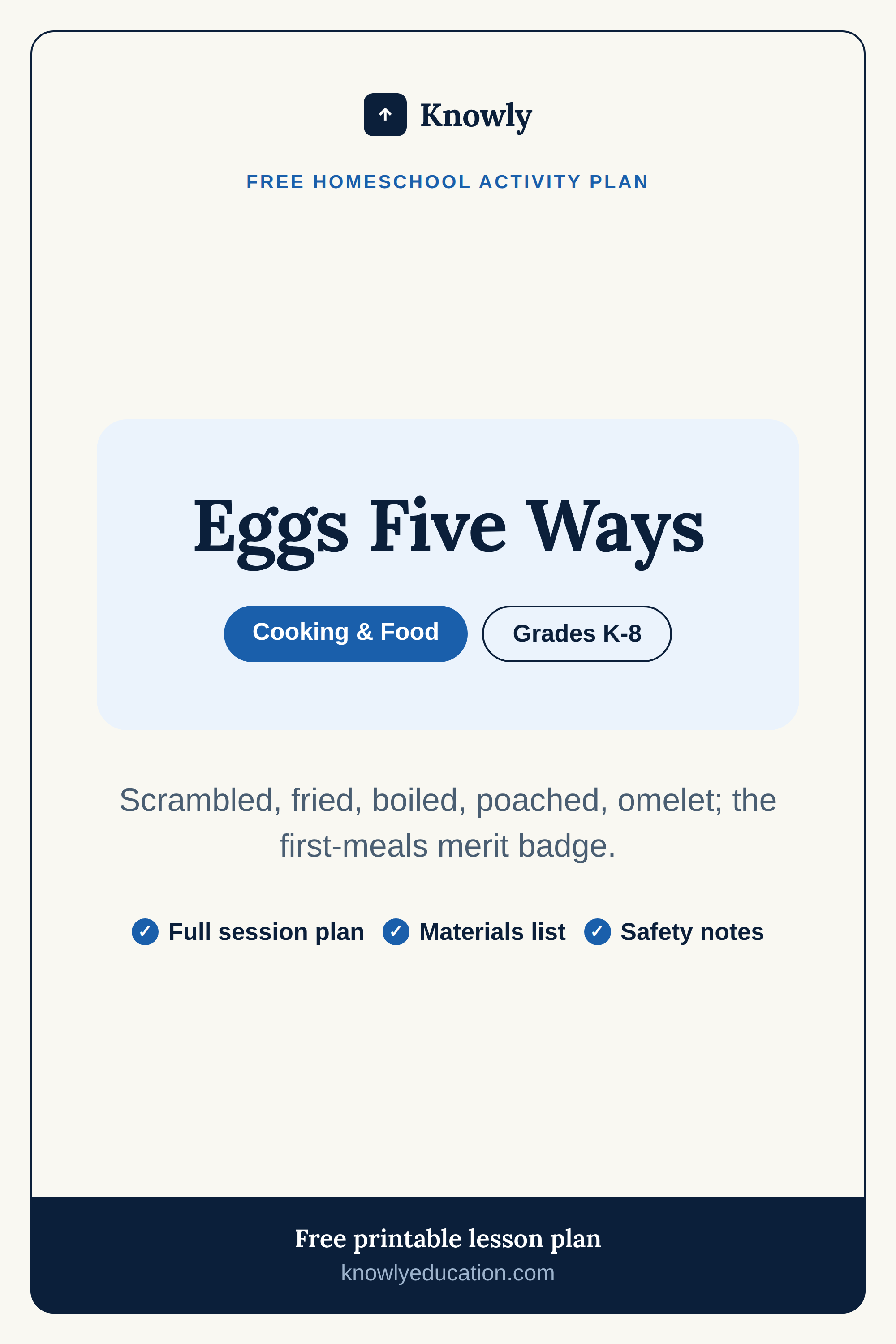 Eggs Five Ways — free homeschool activity plan from Knowly