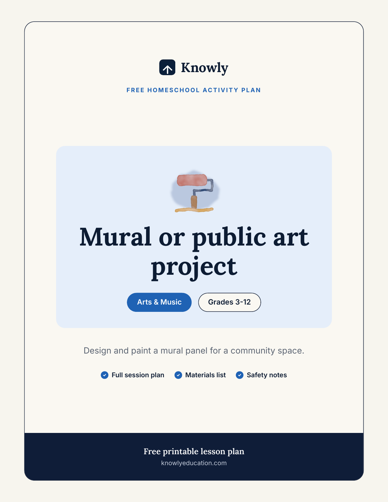 Mural or public art project — free homeschool activity from Knowly, Grades 3–12