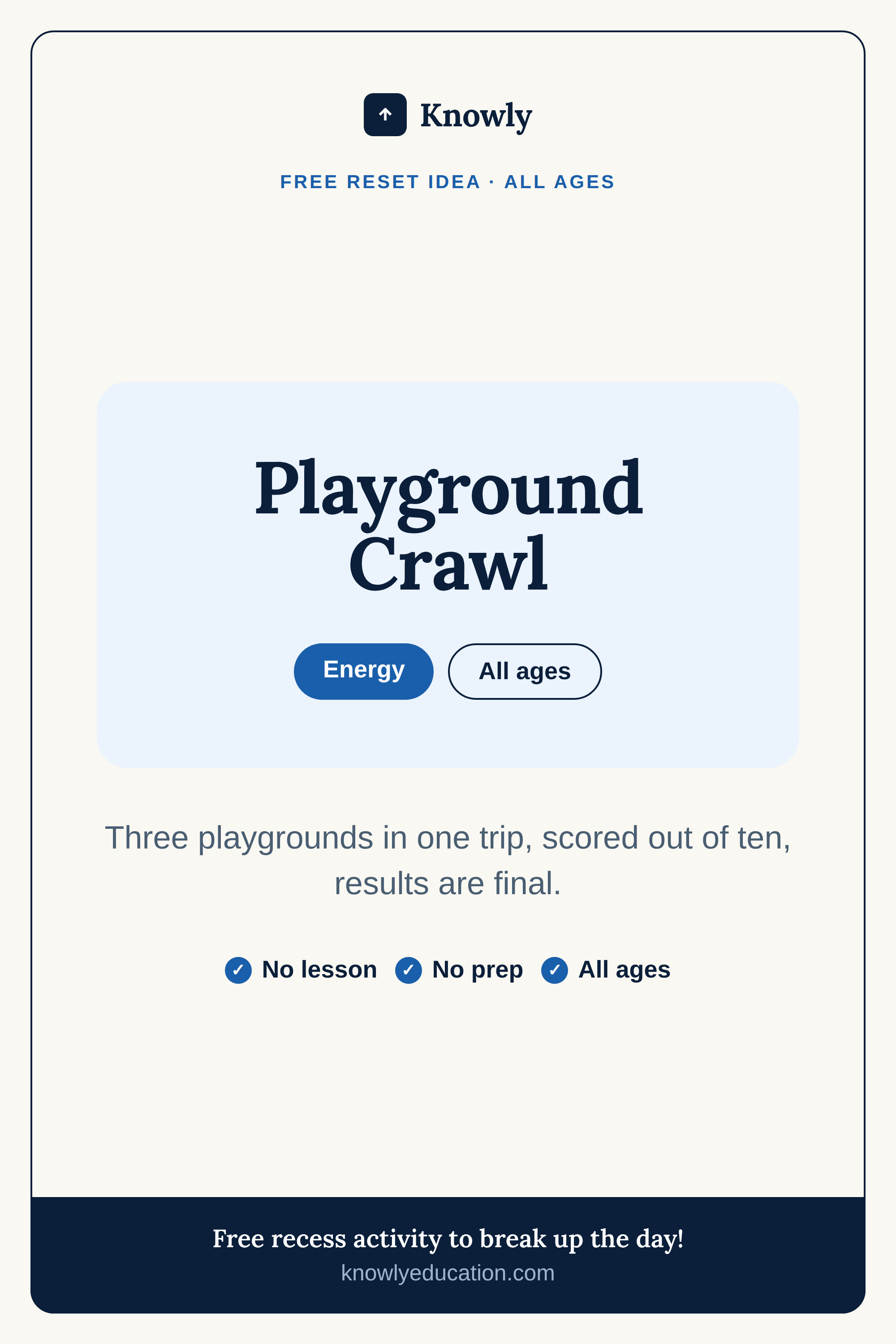 Playground Crawl — free recess activity from Knowly