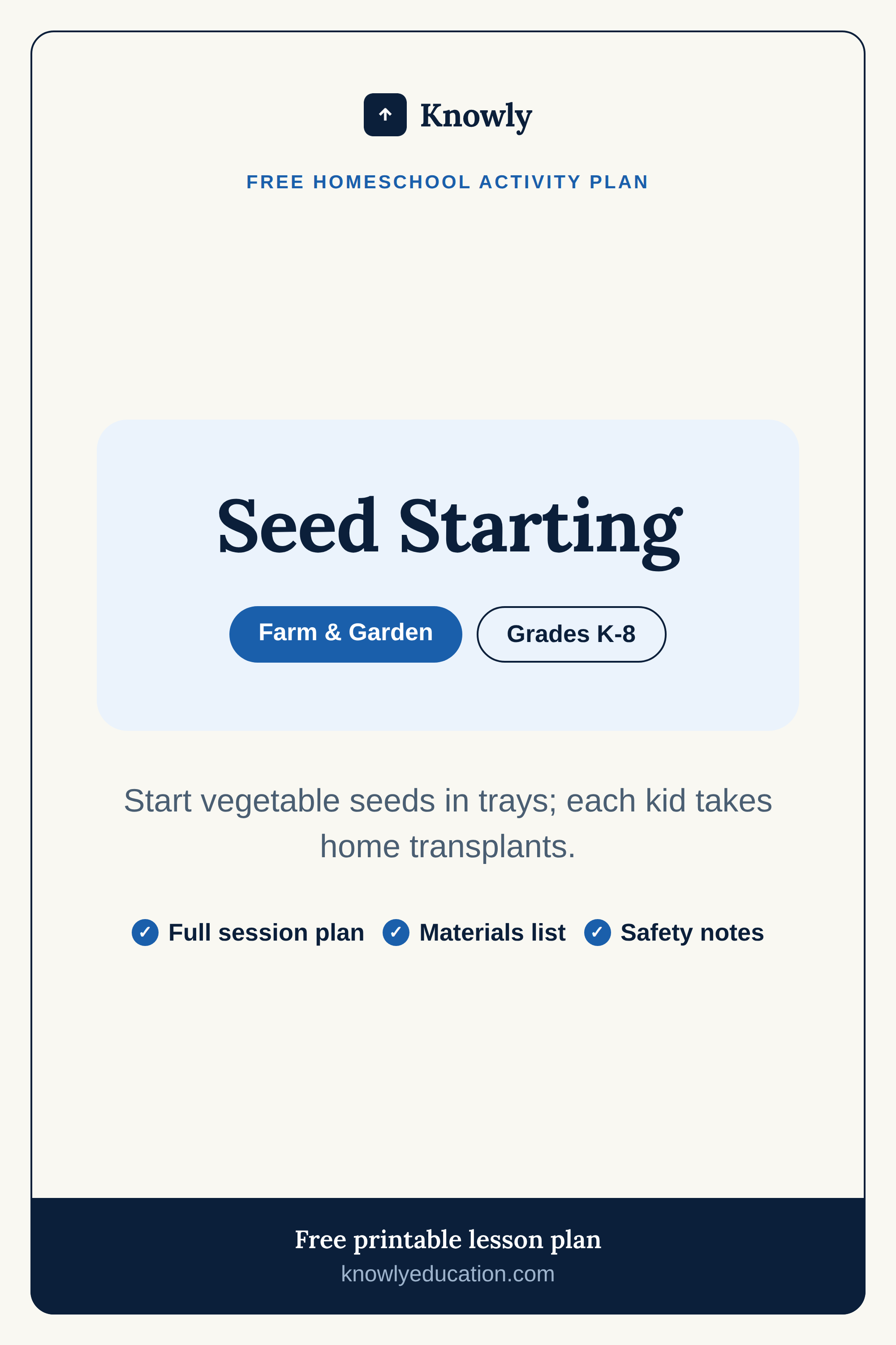 Seed Starting — free activity from Knowly