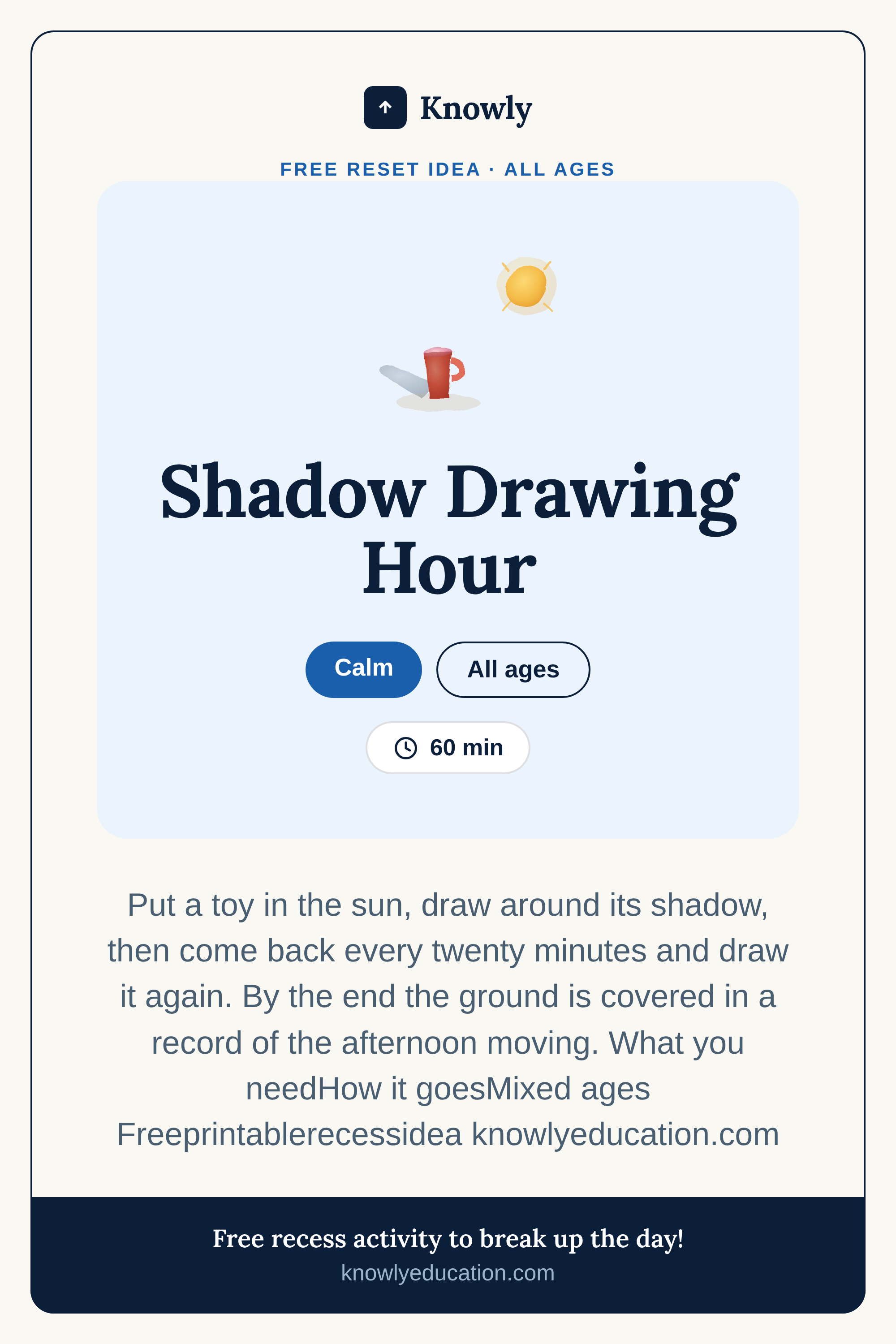 Shadow Drawing Hour — free recess activity from Knowly