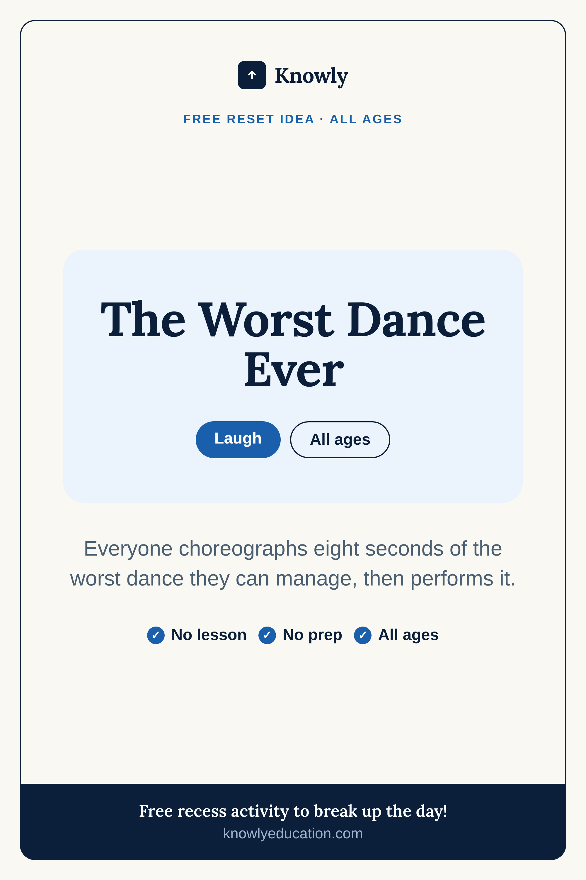 The Worst Dance Ever — free recess activity from Knowly
